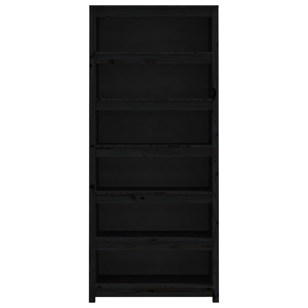 Bücherregal Schwarz 80x35x183 cm Massivholz Kiefer