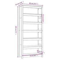 Thumbnail for Bücherregal Schwarz 80x35x183 cm Massivholz Kiefer