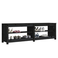 Thumbnail for Schuhbank Schwarz 160x36,5x50 cm Massivholz Kiefer