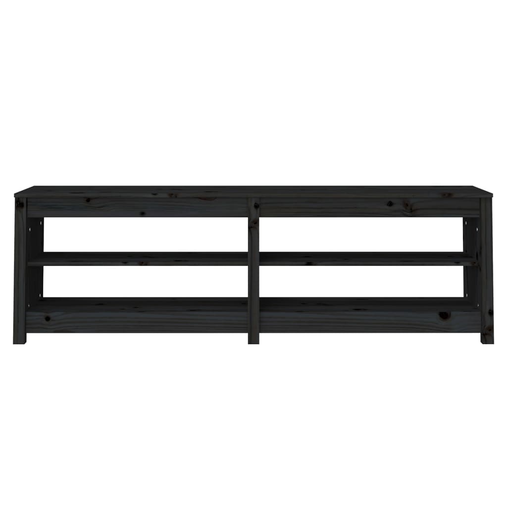 Schuhbank Schwarz 160x36,5x50 cm Massivholz Kiefer