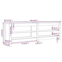 Thumbnail for Schuhbank Schwarz 160x36,5x50 cm Massivholz Kiefer