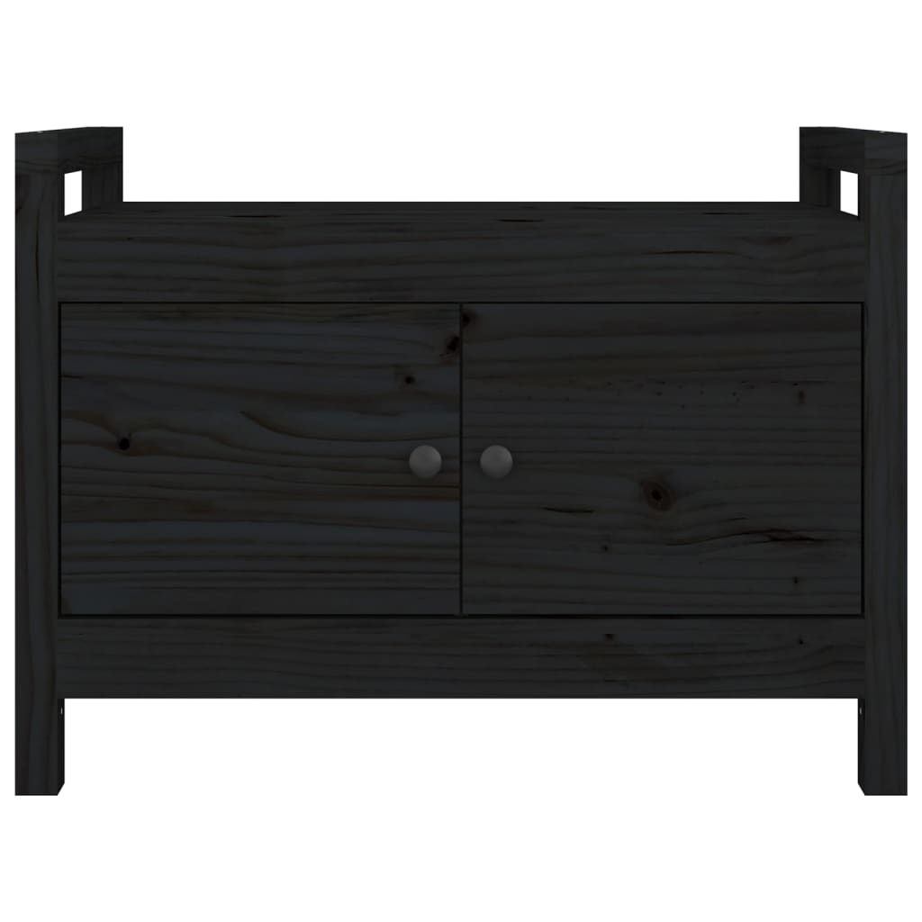 Flurbank Schwarz 80x40x60 cm Massivholz Kiefer
