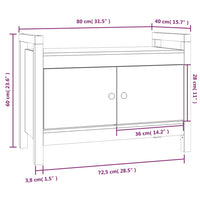 Thumbnail for Flurbank Schwarz 80x40x60 cm Massivholz Kiefer