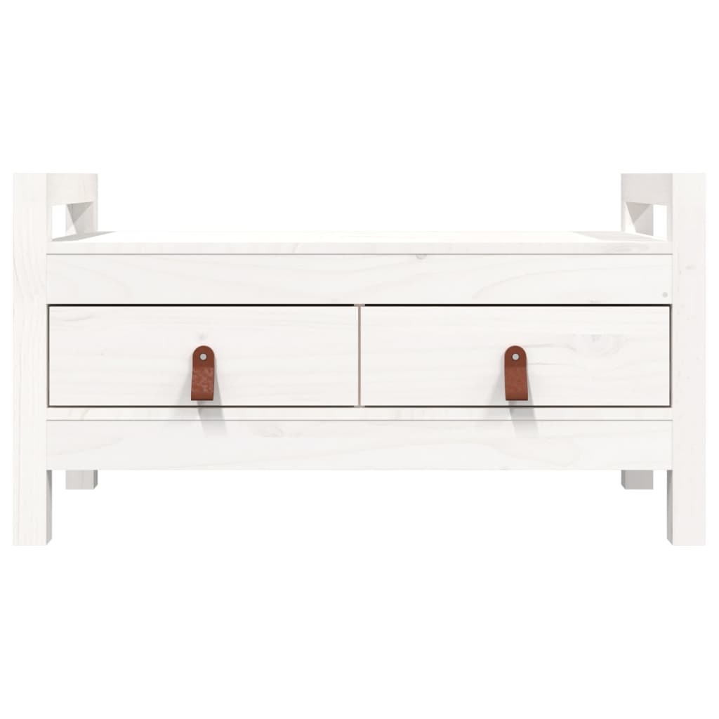 Flurbank Weiß 80x40x43 cm Massivholz Kiefer