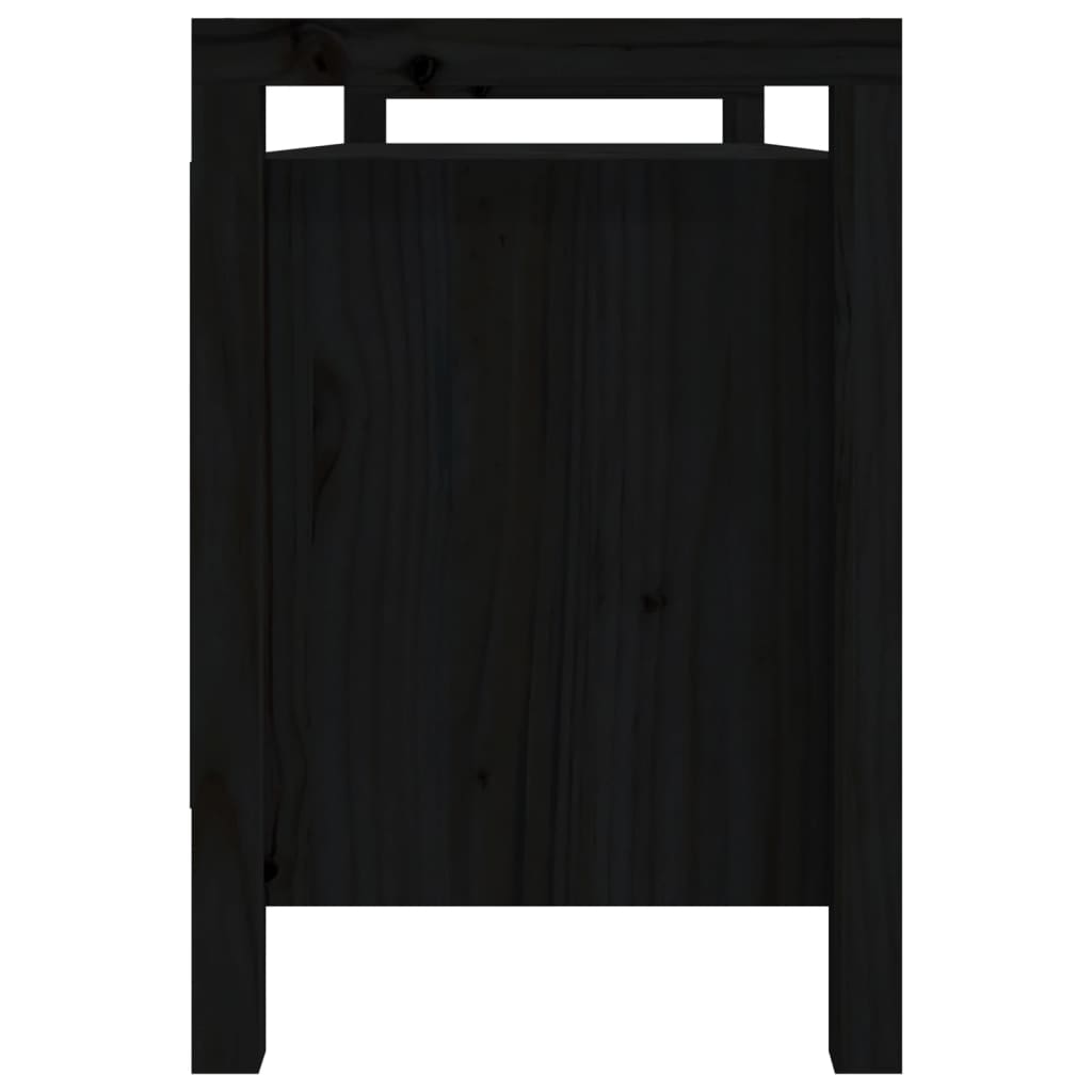 Flurbank Schwarz 110x40x60 cm Massivholz Kiefer