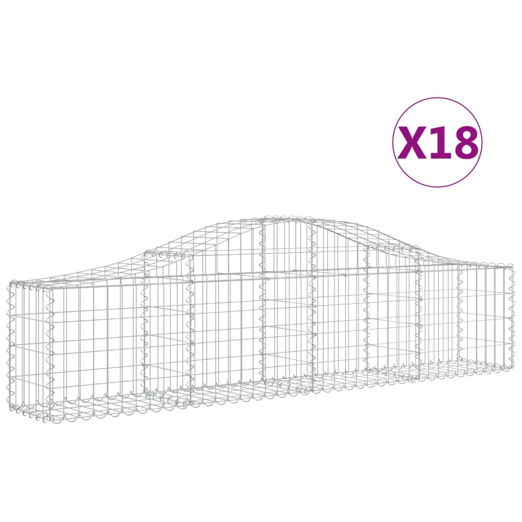 Gabionen mit Hochbogen 18 Stk. 200x30x40/60 cm Verzinktes Eisen