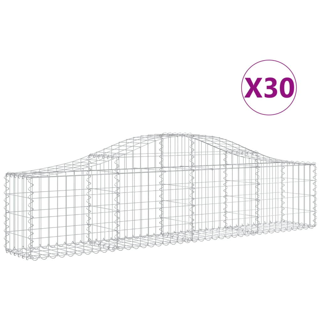 Gabionen mit Hochbogen 30 Stk. 200x30x40/60 cm Verzinktes Eisen