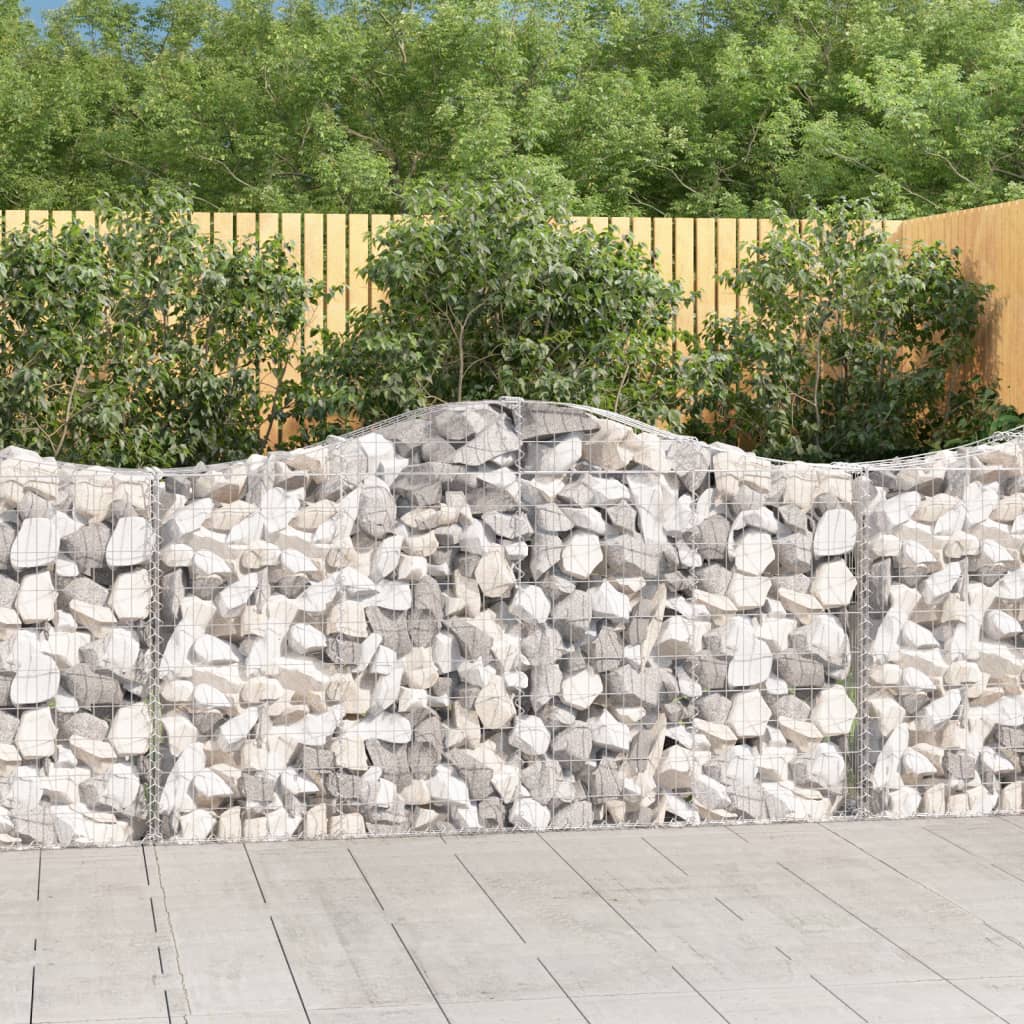 Gabionen mit Hochbogen 5 Stk. 200x30x100/120cm Verzinktes Eisen