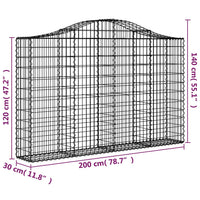 Thumbnail for Gabionen mit Hochbogen 20Stk. 200x30x120/140cm Verzinktes Eisen