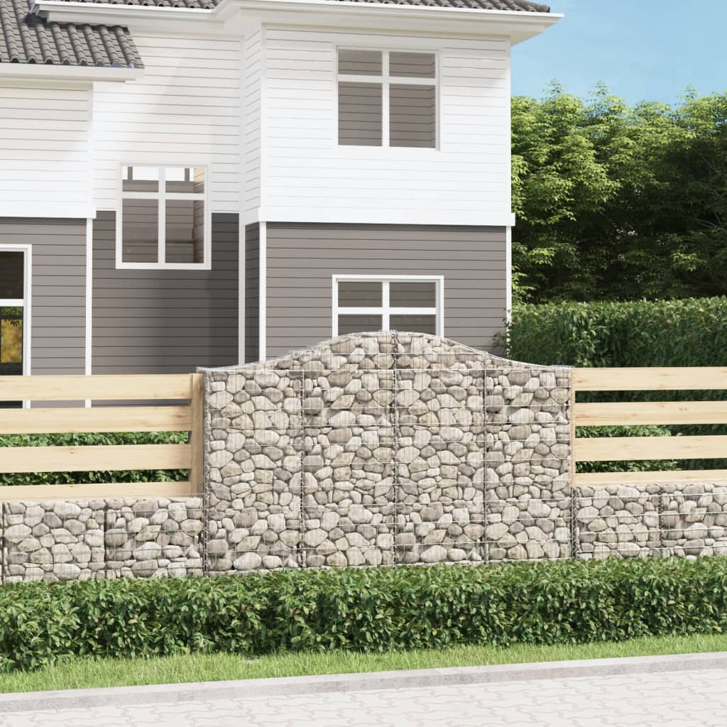 Gabionen mit Hochbogen 20Stk. 200x30x140/160cm Verzinktes Eisen