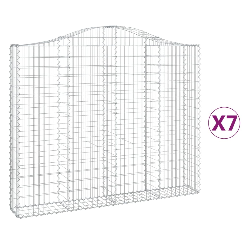 Gabionen mit Hochbogen 7 Stk. 200x30x160/180cm Verzinktes Eisen