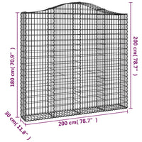 Thumbnail for Gabionen mit Hochbogen 6 Stk. 200x30x180/200cm Verzinktes Eisen