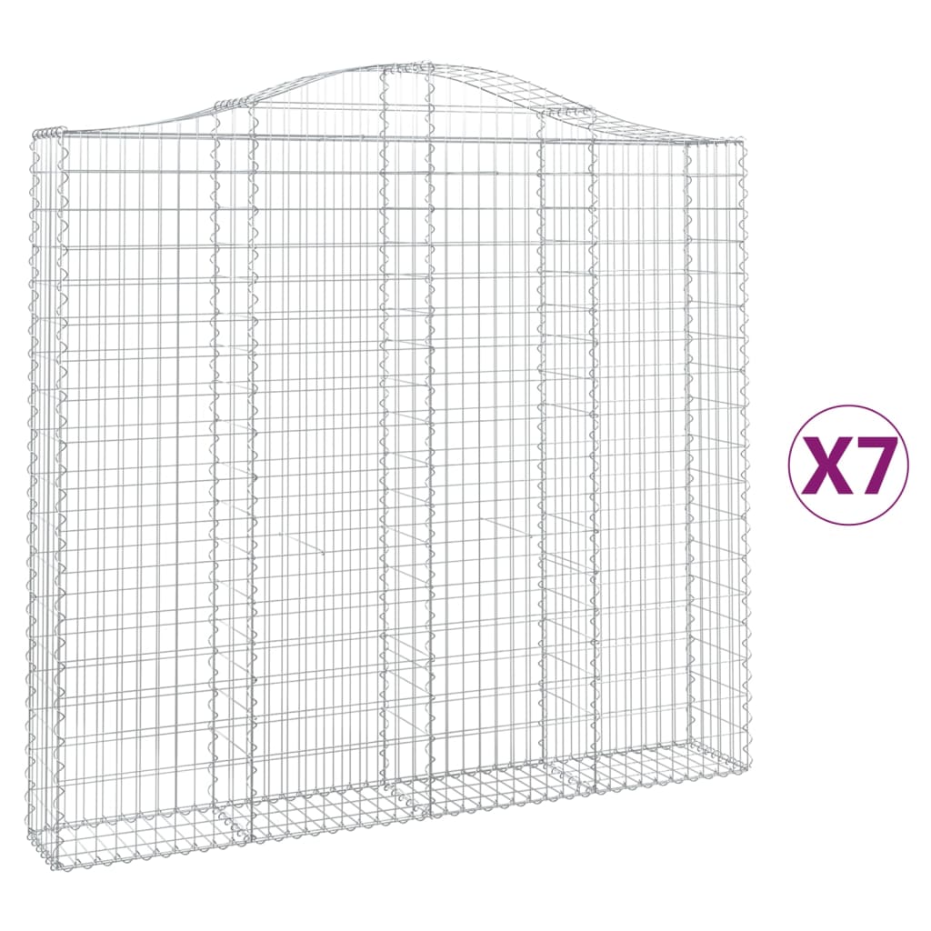 Gabionen mit Hochbogen 7 Stk. 200x30x180/200cm Verzinktes Eisen