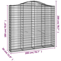Thumbnail for Gabionen mit Hochbogen 15Stk. 200x30x180/200cm Verzinktes Eisen