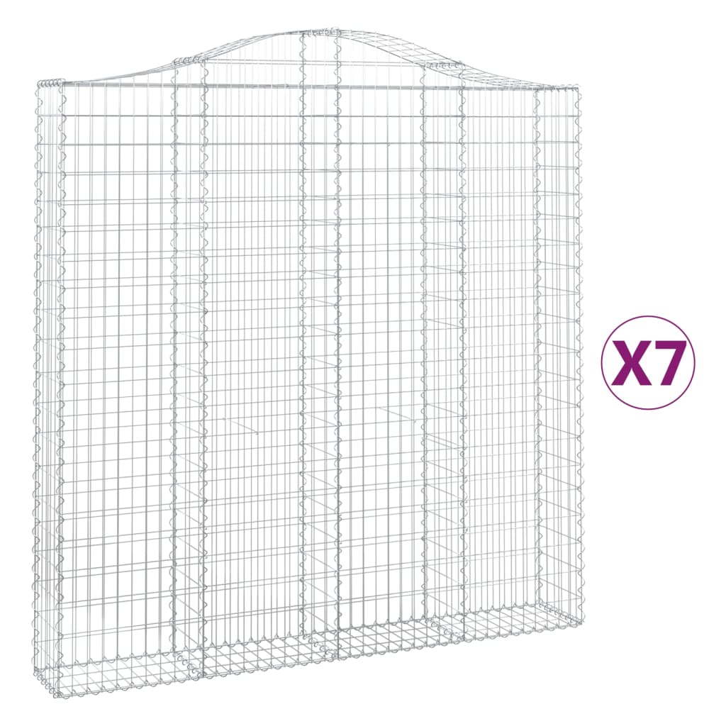 Gabionen mit Hochbogen 7 Stk. 200x30x200/220cm Verzinktes Eisen
