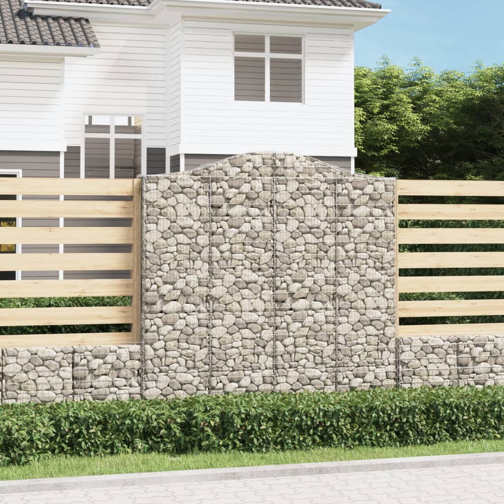 Gabionen mit Hochbogen 9 Stk. 200x30x200/220cm Verzinktes Eisen