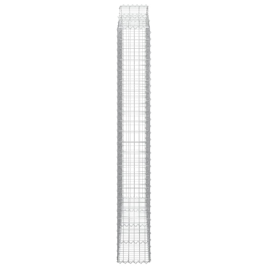 Gabionen mit Hochbogen 3 Stk. 200x30x220/240cm Verzinktes Eisen