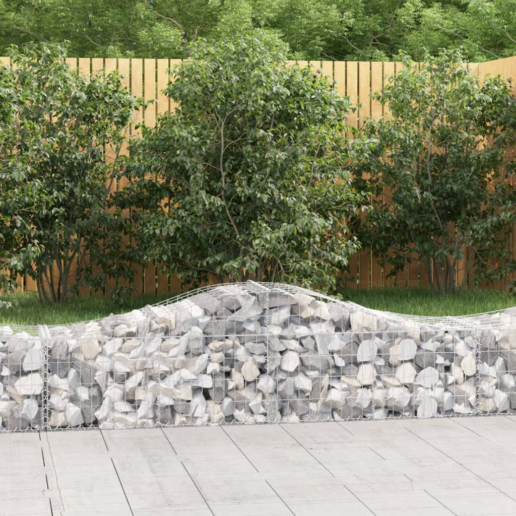 Gabionen mit Hochbogen 40 Stk. 200x50x40/60 cm Verzinktes Eisen