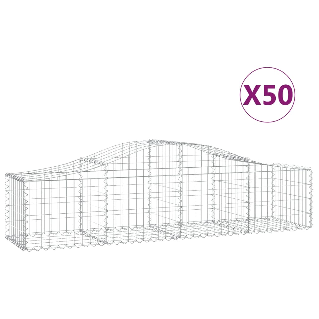 Gabionen mit Hochbogen 50 Stk. 200x50x40/60 cm Verzinktes Eisen