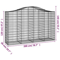 Thumbnail for Gabionen mit Hochbogen 50Stk. 200x50x120/140cm Verzinktes Eisen