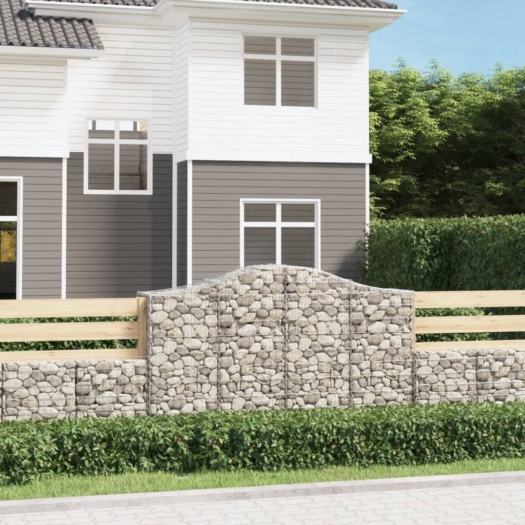 Gabionen mit Hochbogen 50Stk. 200x50x120/140cm Verzinktes Eisen
