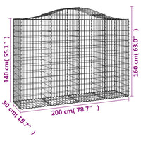 Thumbnail for Gabionen mit Hochbogen 30Stk. 200x50x140/160cm Verzinktes Eisen
