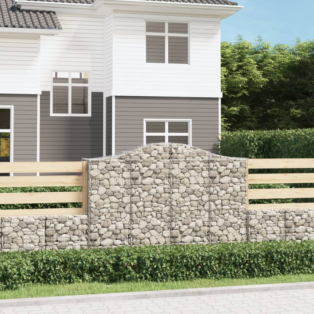 Gabionen mit Hochbogen 40Stk. 200x50x140/160cm Verzinktes Eisen