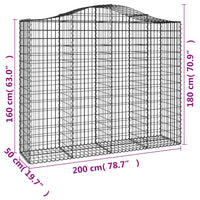 Thumbnail for Gabionen mit Hochbogen 30Stk. 200x50x160/180cm Verzinktes Eisen