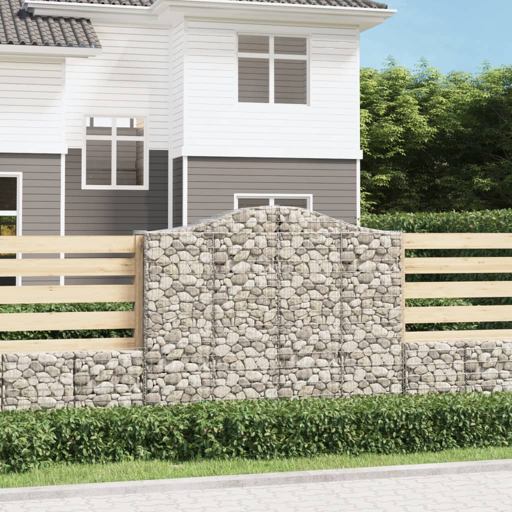Gabionen mit Hochbogen 30Stk. 200x50x160/180cm Verzinktes Eisen