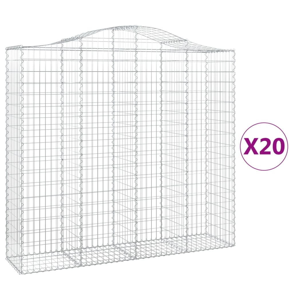 Gabionen mit Hochbogen 20Stk. 200x50x180/200cm Verzinktes Eisen