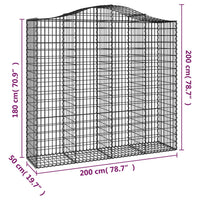 Thumbnail for Gabionen mit Hochbogen 20Stk. 200x50x180/200cm Verzinktes Eisen