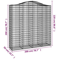 Thumbnail for Gabionen mit Hochbogen 4 Stk. 200x50x200/220cm Verzinktes Eisen