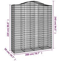 Thumbnail for Gabionen mit Hochbogen 12Stk. 200x50x220/240cm Verzinktes Eisen