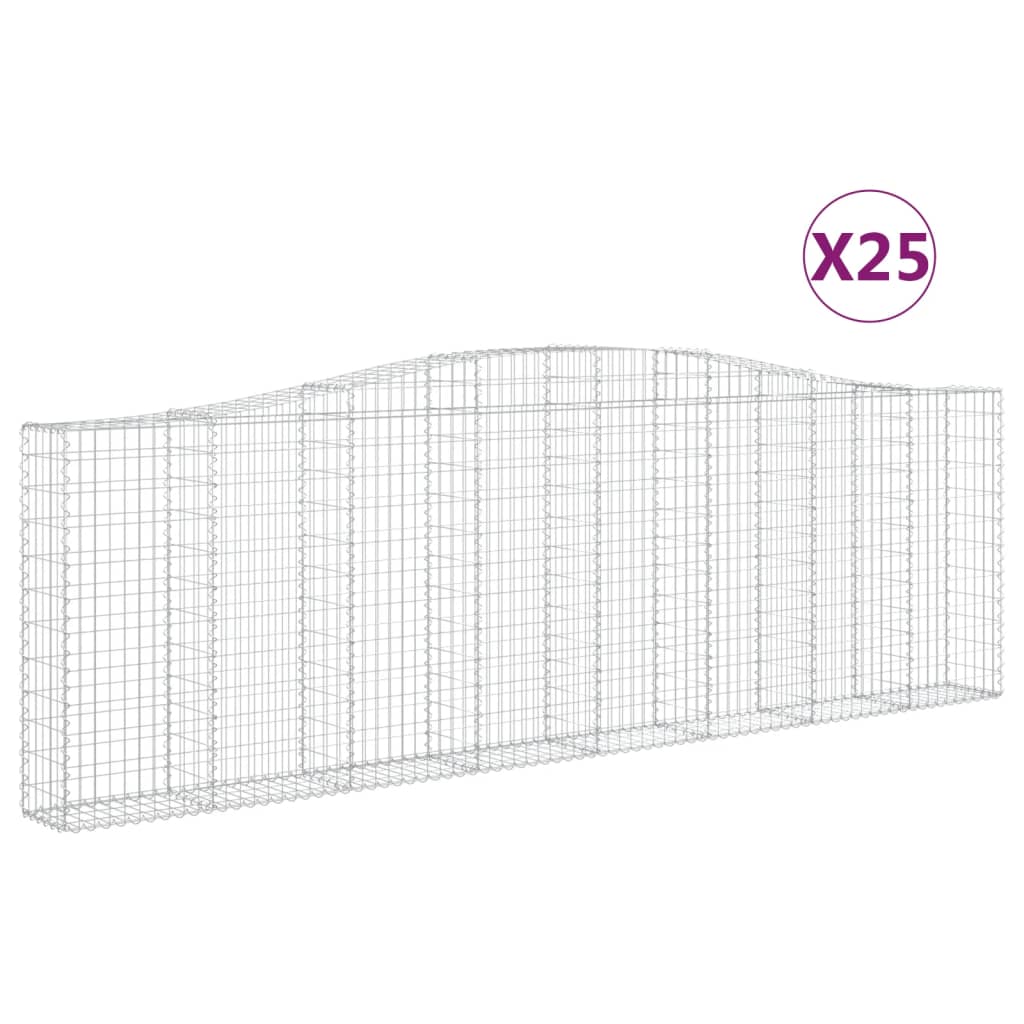 Gabionen mit Hochbogen 25Stk. 400x30x120/140cm Verzinktes Eisen
