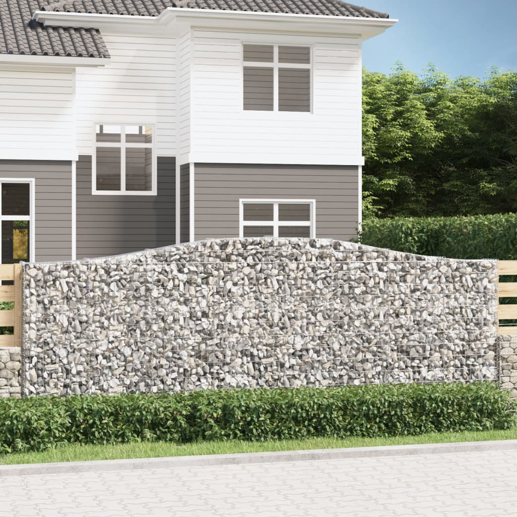 Gabionen mit Hochbogen 20Stk. 400x30x140/160cm Verzinktes Eisen