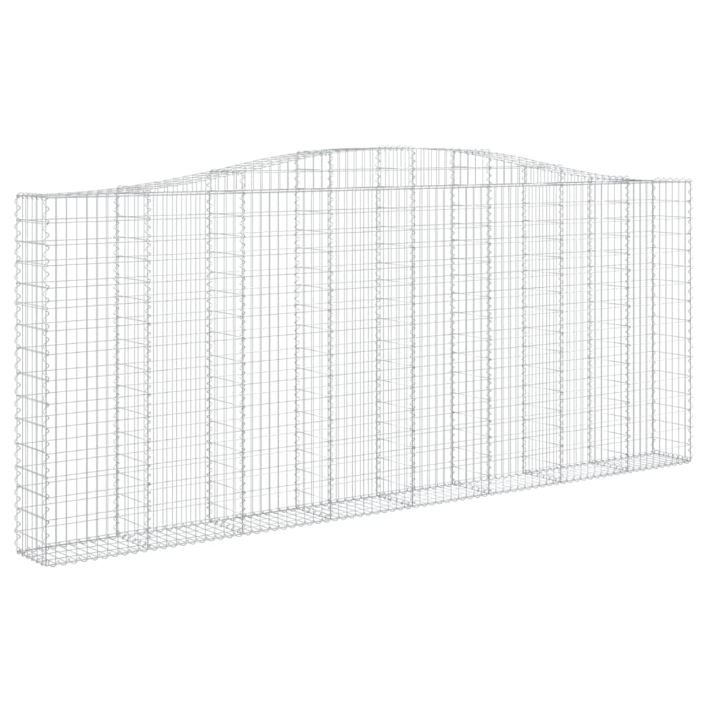 Gabionen mit Hochbogen 7 Stk. 400x30x160/180cm Verzinktes Eisen