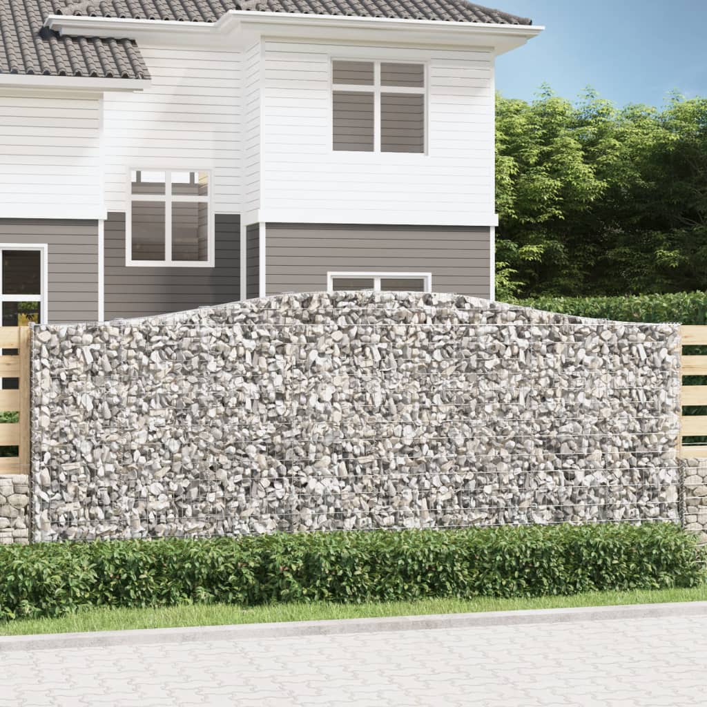 Gabionen mit Hochbogen 7 Stk. 400x30x160/180cm Verzinktes Eisen