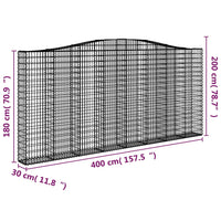 Thumbnail for Gabionen mit Hochbogen 8 Stk. 400x30x180/200cm Verzinktes Eisen
