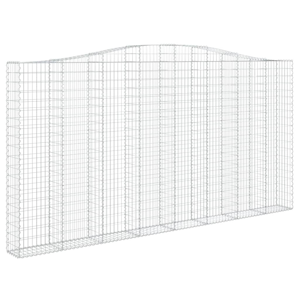 Gabionen mit Hochbogen 4 Stk. 400x30x200/220cm Verzinktes Eisen