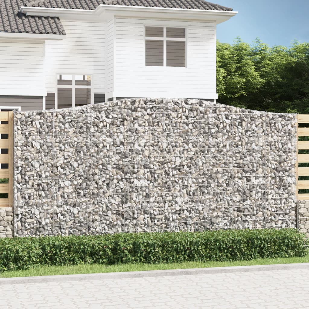 Gabionen mit Hochbogen 4 Stk. 400x30x200/220cm Verzinktes Eisen