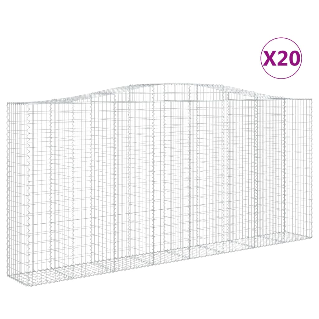 Gabionen mit Hochbogen 20Stk. 400x50x180/200cm Verzinktes Eisen