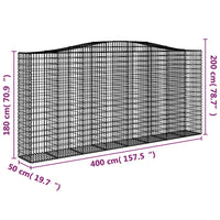 Thumbnail for Gabionen mit Hochbogen 20Stk. 400x50x180/200cm Verzinktes Eisen