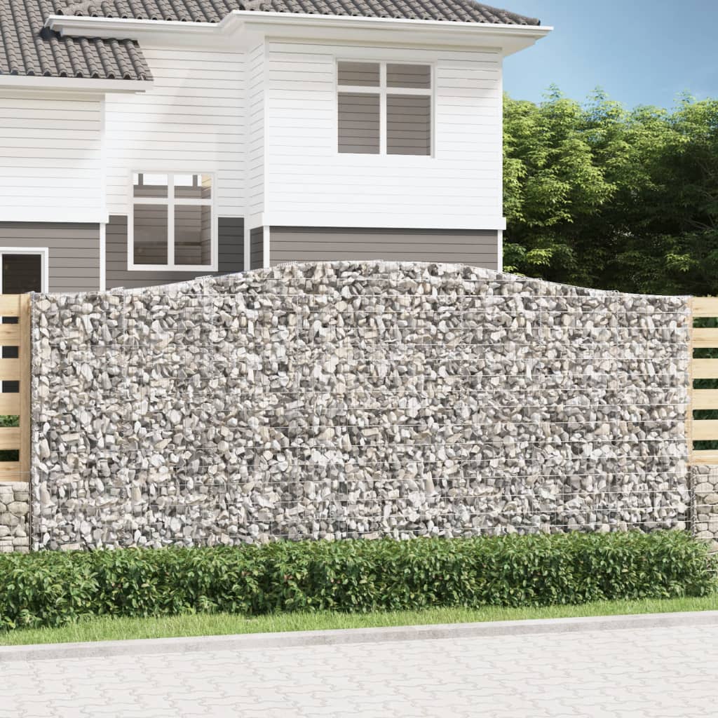 Gabionen mit Hochbogen 20Stk. 400x50x180/200cm Verzinktes Eisen