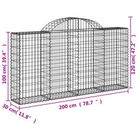 Thumbnail for Gabionen mit Hochbogen 40Stk. 200x30x100/120cm Verzinktes Eisen