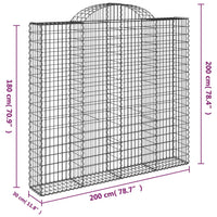 Thumbnail for Gabionen mit Hochbogen 3 Stk. 200x30x180/200cm Verzinktes Eisen