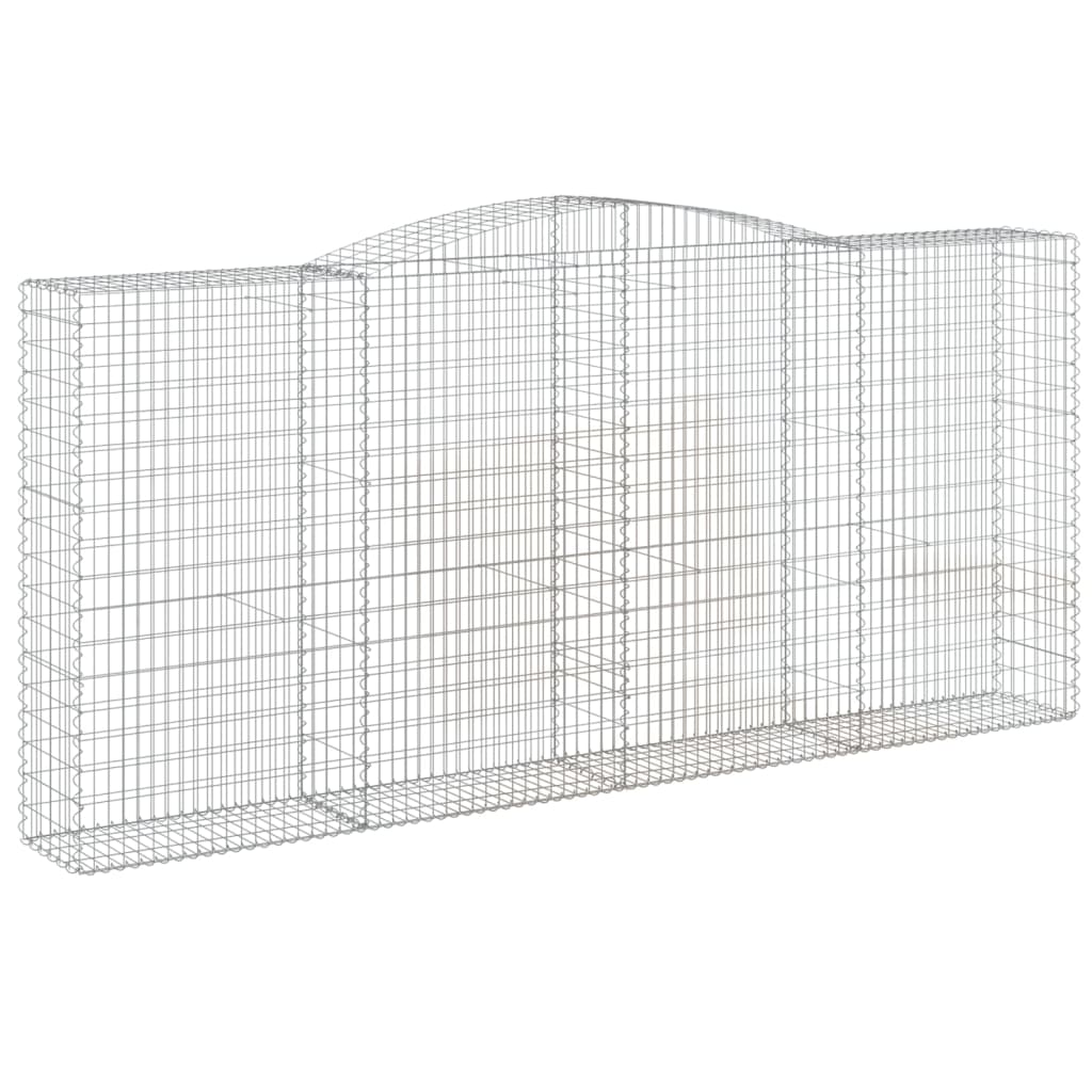 Gabionen mit Hochbogen 8 Stk. 400x50x180/200cm Verzinktes Eisen