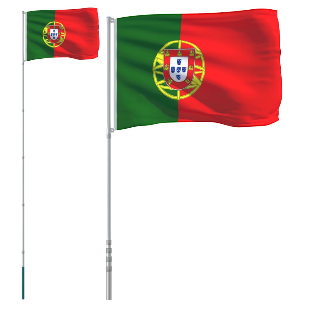 Flagge Portugals mit Mast 5,55 m Aluminium