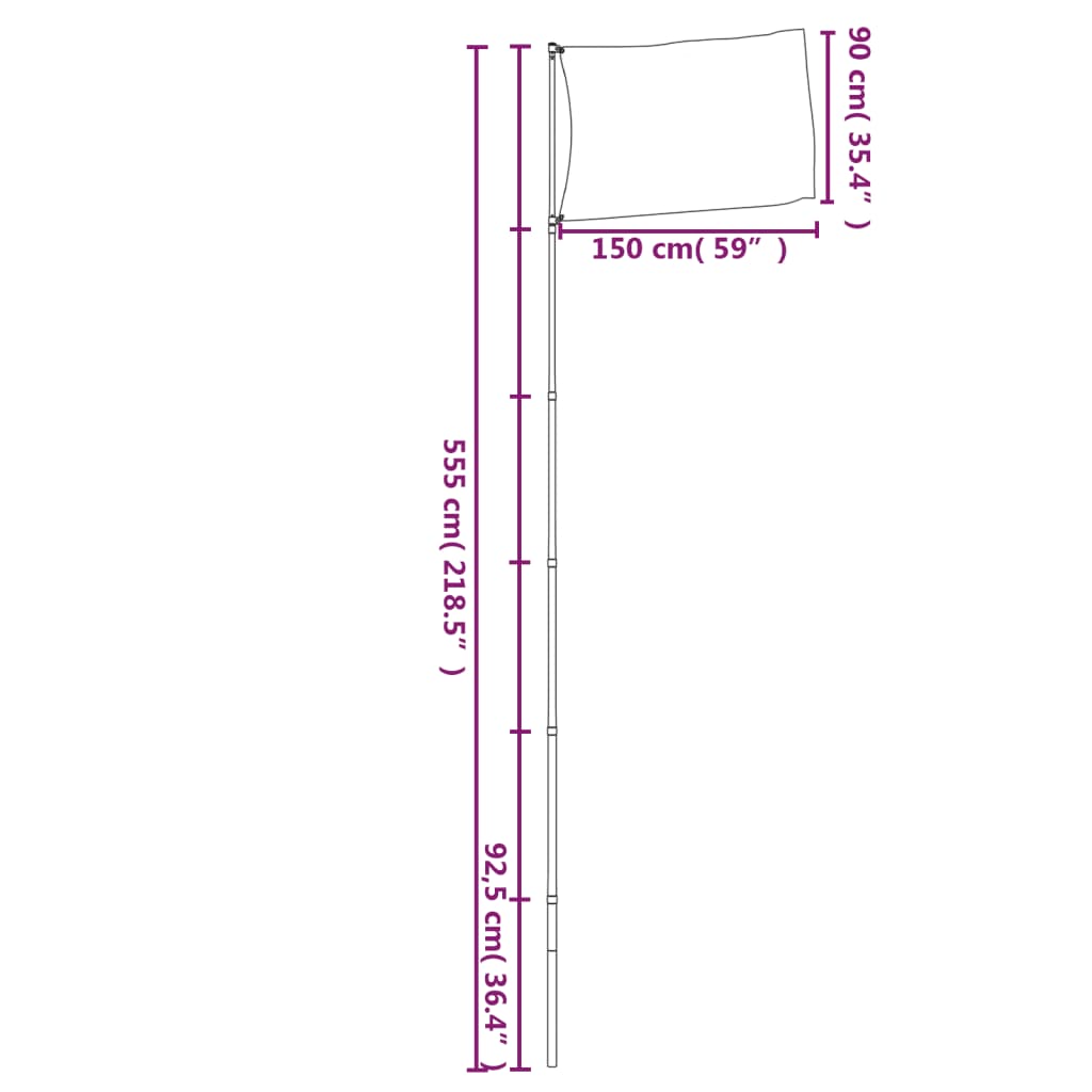 Flagge Portugals mit Mast 5,55 m Aluminium