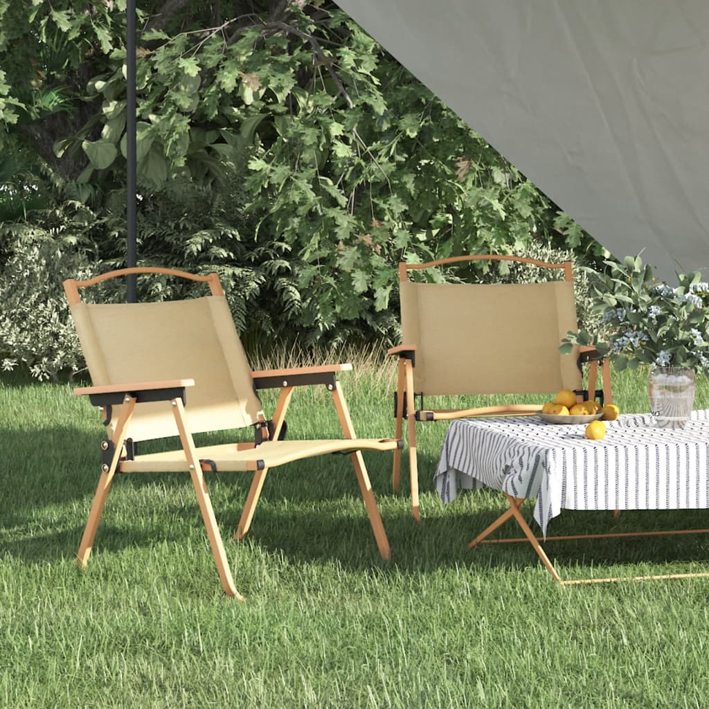 Campingstühle 2 Stk. Beige 54x43x59 cm Oxford-Gewebe