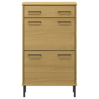 Thumbnail for Schuhschrank OSLO mit Metallbeinen Braun Massivholz Kiefer